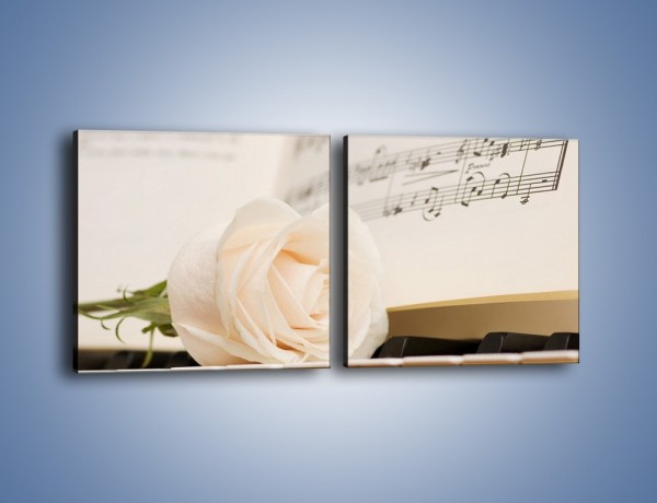 Obraz na płótnie – Fortepian z białą różą – dwuczęściowy kwadratowy poziomy K908
