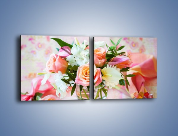 Obraz na płótnie – Kieliszek z kwiatuszkami – dwuczęściowy kwadratowy poziomy K948