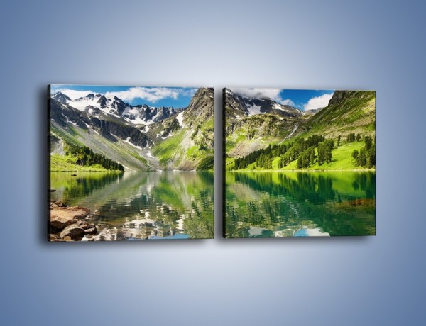 Obraz na płótnie – Góry w wodnym lustrze – dwuczęściowy kwadratowy poziomy KN010