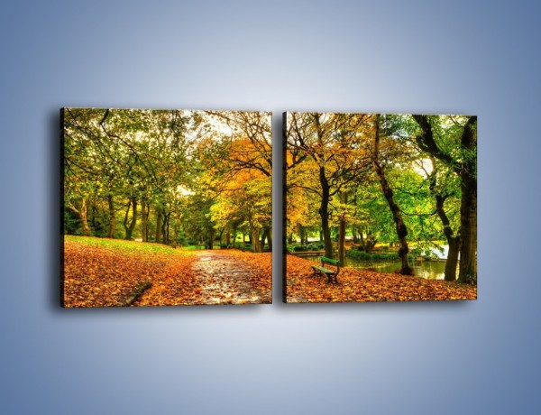 Obraz na płótnie – Piękna jesień w parku – dwuczęściowy kwadratowy poziomy KN1098A
