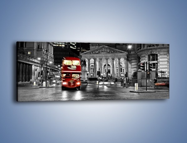 Obraz na płótnie – Czerwony autobus w Londynie – jednoczęściowy panoramiczny AM395