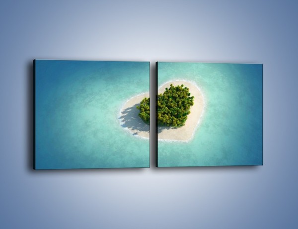 Obraz na płótnie – Tropikalna wyspa miłości – dwuczęściowy kwadratowy poziomy KN737