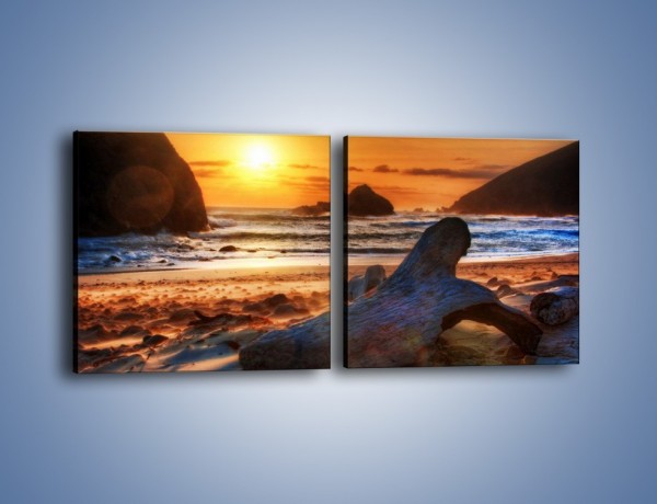 Obraz na płótnie – Urok plaży o zachodzie słońca – dwuczęściowy kwadratowy poziomy KN757