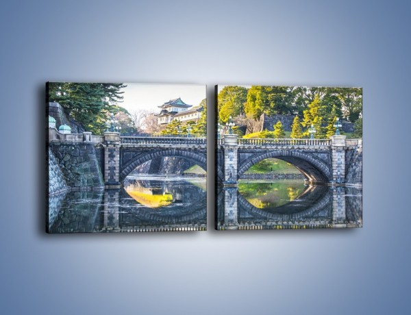 Obraz na płótnie – Kamienny most z okularami – dwuczęściowy kwadratowy poziomy KN899
