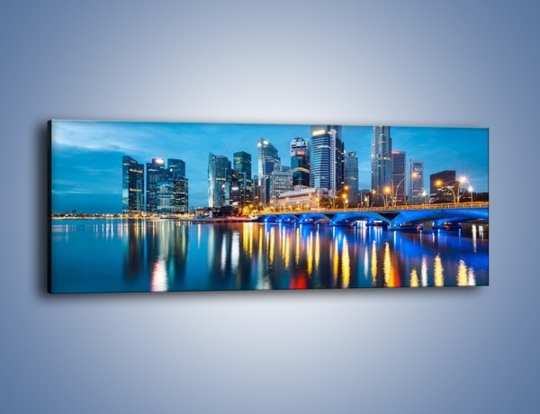 Obraz na płótnie – Kolorowe światła Singapuru – jednoczęściowy panoramiczny AM408