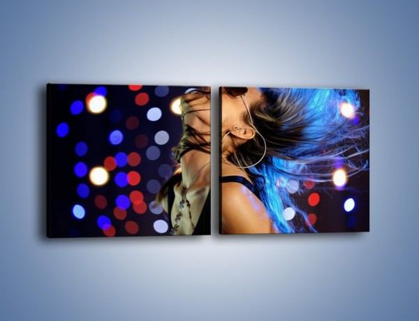 Obraz na płótnie – Radość i kolorowe lampki – dwuczęściowy kwadratowy poziomy L009