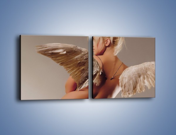Obraz na płótnie – Kobieta ubrana w skrzydła – dwuczęściowy kwadratowy poziomy L060