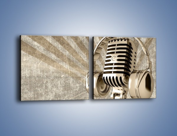 Obraz na płótnie – Głos w srebrnym mikrofonie – dwuczęściowy kwadratowy poziomy O026