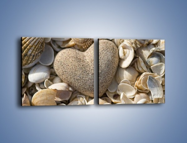 Obraz na płótnie – Miłość do muszli i morza – dwuczęściowy kwadratowy poziomy O132