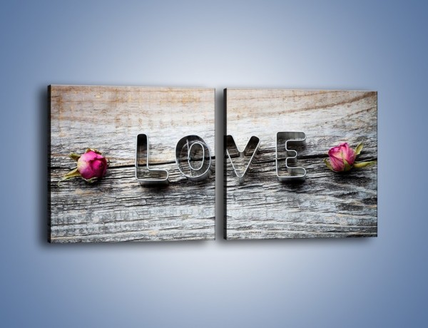 Obraz na płótnie – Miłość pachnąca różami – dwuczęściowy kwadratowy poziomy O146