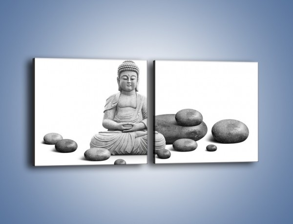 Obraz na płótnie – Budda wśród kamieni – dwuczęściowy kwadratowy poziomy O229