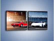 Obraz na płótnie – Lamborghini Miura S 1969 i Murcielago – dwuczęściowy kwadratowy poziomy TM119