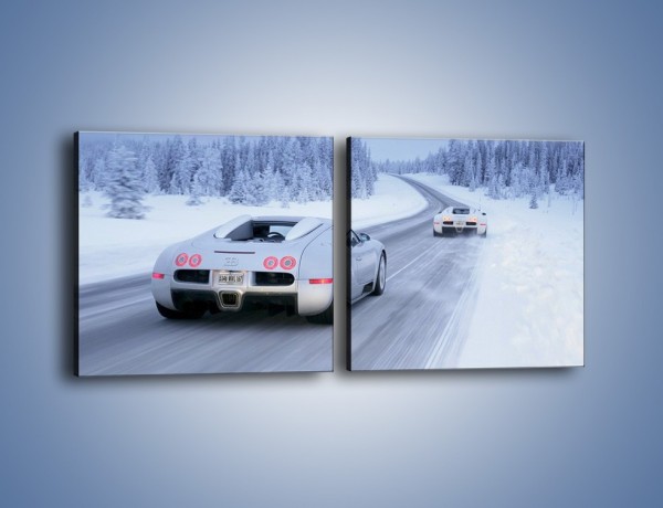 Obraz na płótnie – Bugatti Veyron w śniegu – dwuczęściowy kwadratowy poziomy TM134