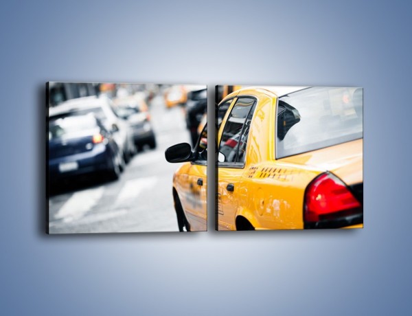 Obraz na płótnie – Żółta taksówka w Nowym Yorku – dwuczęściowy kwadratowy poziomy TM150
