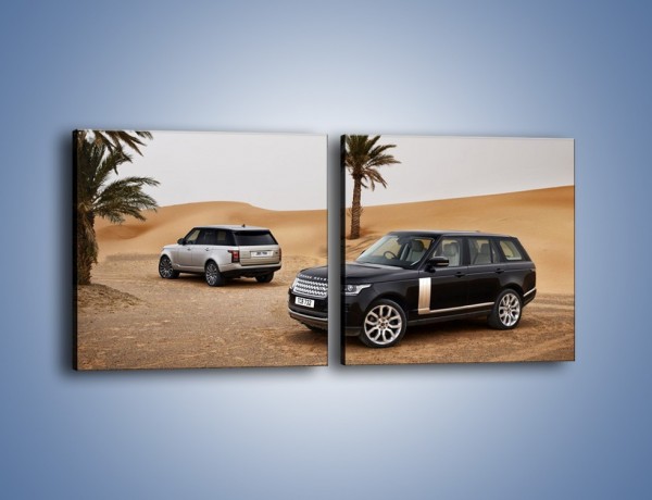 Obraz na płótnie – Range Rovery na pustyni – dwuczęściowy kwadratowy poziomy TM154