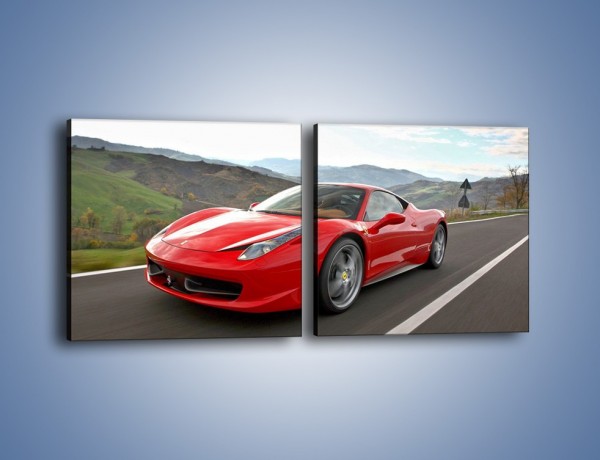 Obraz na płótnie – Czerwone Ferrari 458 Italia – dwuczęściowy kwadratowy poziomy TM194