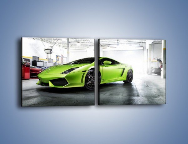 Obraz na płótnie – Lamborghini Gallardo w garażu – dwuczęściowy kwadratowy poziomy TM205
