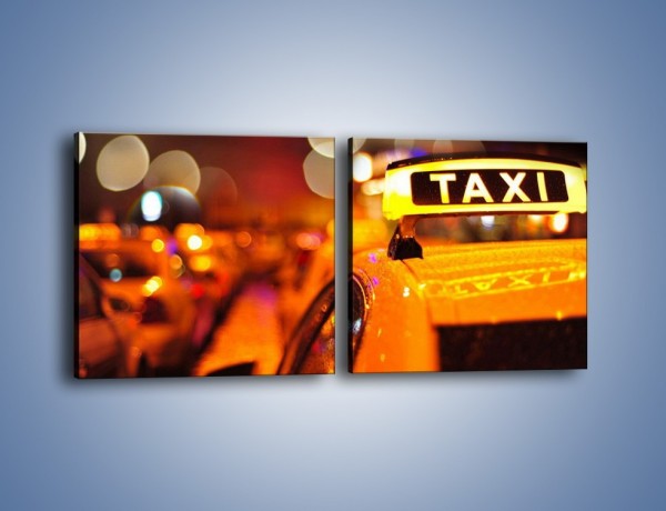 Obraz na płótnie – Taksówka w deszczu – dwuczęściowy kwadratowy poziomy TM218