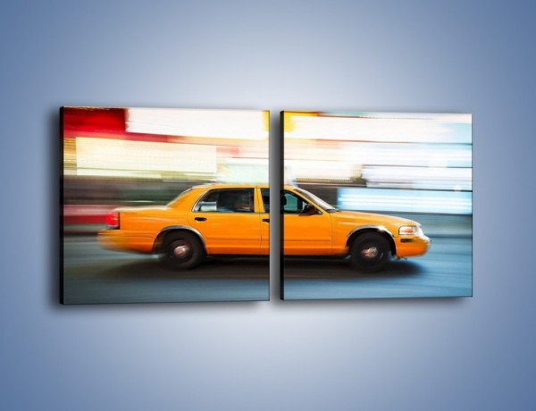 Obraz na płótnie – Żółta taksówka w ruchu – dwuczęściowy kwadratowy poziomy TM221