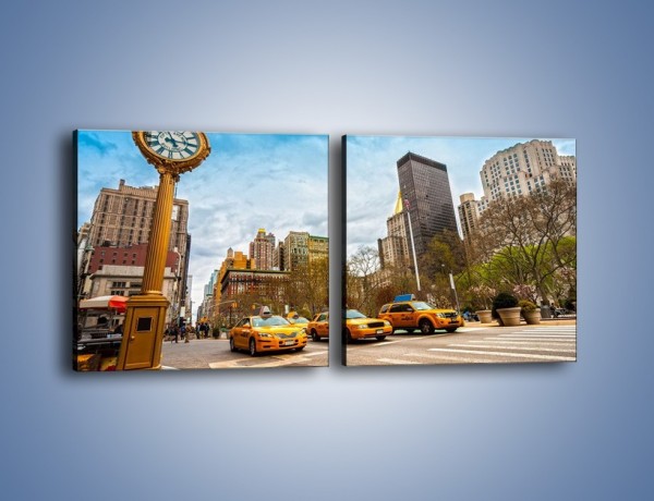 Obraz na płótnie – Taksówki na Fifth Avenue – dwuczęściowy kwadratowy poziomy TM223