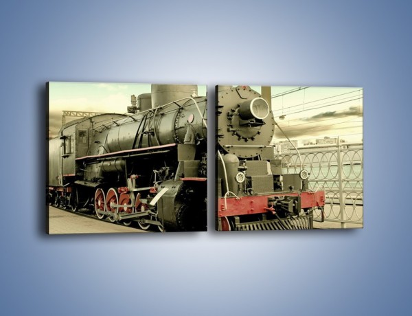 Obraz na płótnie – Stara lokomotywa na stacji – dwuczęściowy kwadratowy poziomy TM238
