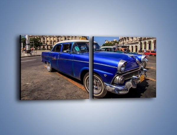 Obraz na płótnie – Klasyczna taksówka na kubańskiej ulicy – dwuczęściowy kwadratowy poziomy TM239
