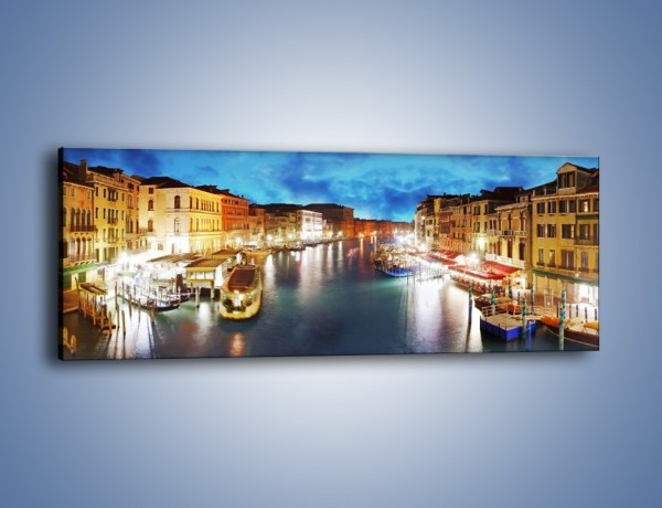 Obraz na płótnie – Światła Wenecji po zmroku – jednoczęściowy panoramiczny AM430