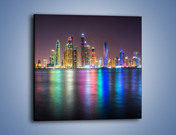 Obraz na płótnie – Kolorowe drapacze chmur w Dubaju – jednoczęściowy kwadratowy AM724