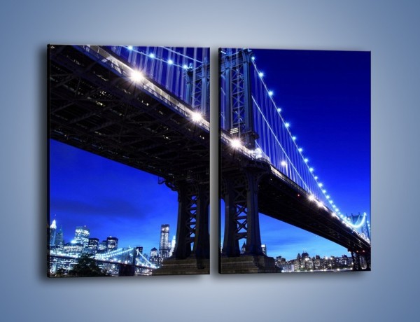 Obraz na płótnie – Oświetlony most wieczorem – dwuczęściowy prostokątny pionowy AM003