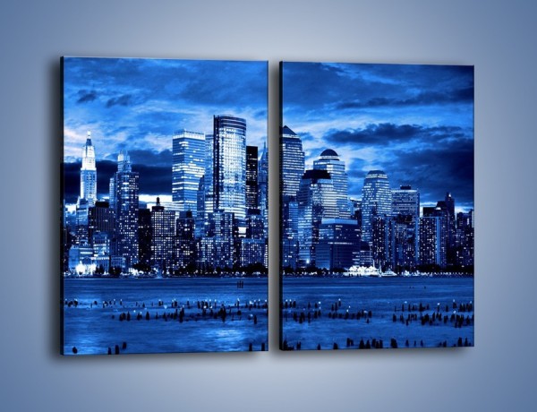 Obraz na płótnie – Wieżowce w odcieniach niebieskiego – dwuczęściowy prostokątny pionowy AM017