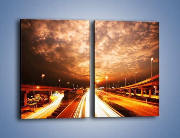 Obraz na płótnie – Oświetlona autostrada w ruchu – dwuczęściowy prostokątny pionowy AM021