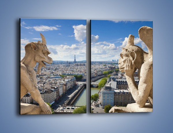 Obraz na płótnie – Kamienne gargulce nad Paryżem – dwuczęściowy prostokątny pionowy AM037