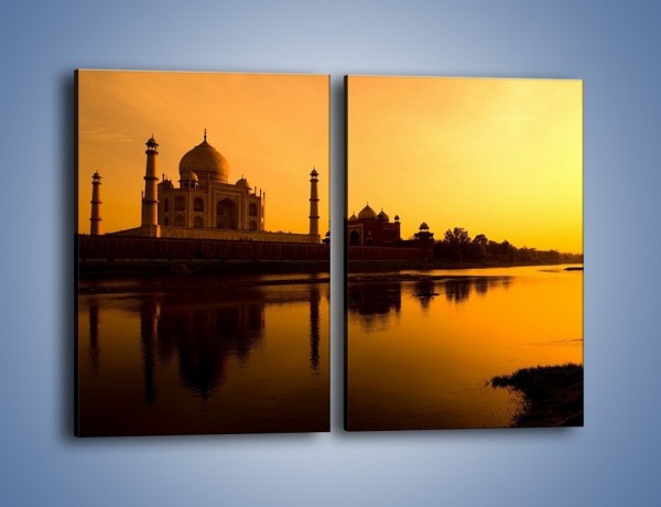 Obraz na płótnie – Taj Mahal o zachodzie słońca – dwuczęściowy prostokątny pionowy AM075