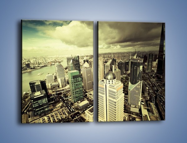 Obraz na płótnie – Ciemne chmury nad miastem – dwuczęściowy prostokątny pionowy AM130