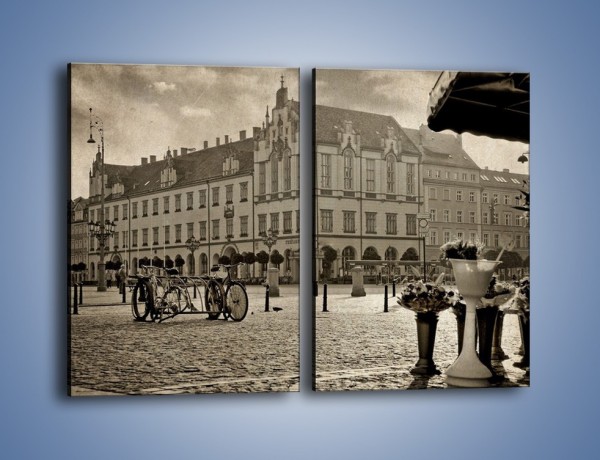 Obraz na płótnie – Rynek Starego Miasta w stylu vintage – dwuczęściowy prostokątny pionowy AM138