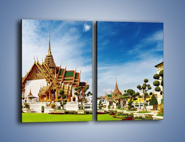 Obraz na płótnie – Tajska architektura pod błękitnym niebem – dwuczęściowy prostokątny pionowy AM197