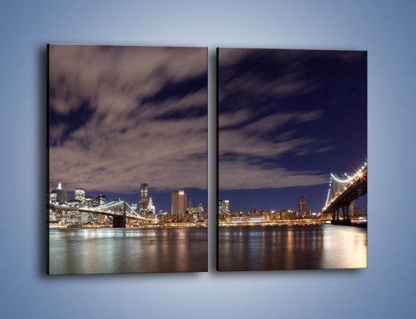 Obraz na płótnie – Rozświetlone nowojorskie mosty – dwuczęściowy prostokątny pionowy AM204