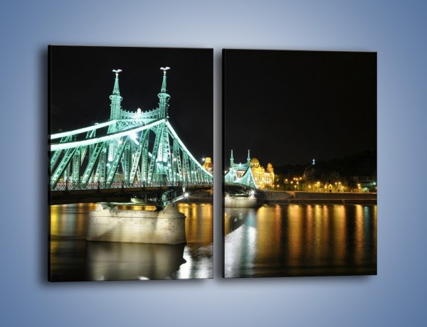 Obraz na płótnie – Oświetlony most w nocy – dwuczęściowy prostokątny pionowy AM208