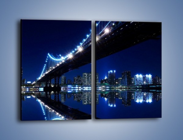Obraz na płótnie – Oświetlony most w odbiciu wody – dwuczęściowy prostokątny pionowy AM211