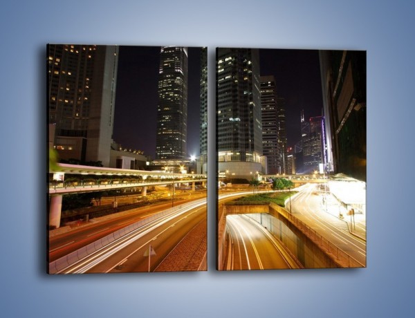 Obraz na płótnie – Miasto w nocnym ruchu ulicznym – dwuczęściowy prostokątny pionowy AM225