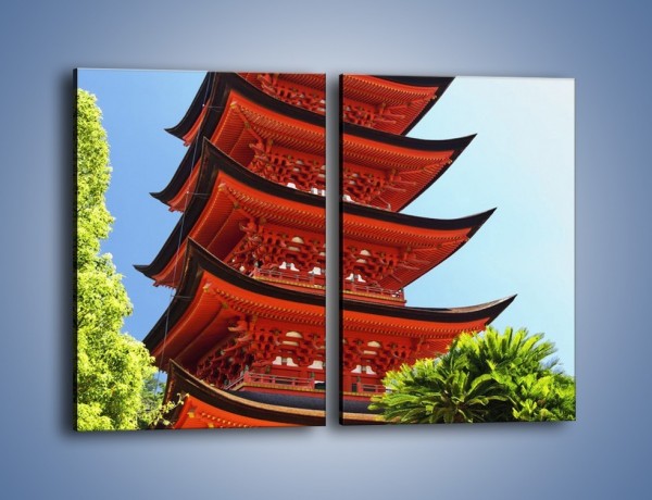 Obraz na płótnie – Japońska architektura wśród drzew – dwuczęściowy prostokątny pionowy AM252