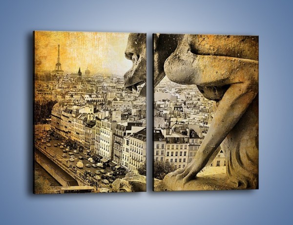 Obraz na płótnie – Paryski gargulec w stylu vintage – dwuczęściowy prostokątny pionowy AM260