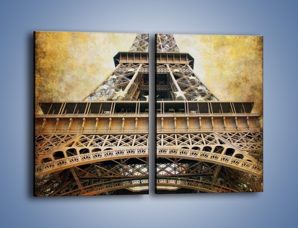 Obraz na płótnie – Wieża Eiffla w stylu vintage – dwuczęściowy prostokątny pionowy AM261