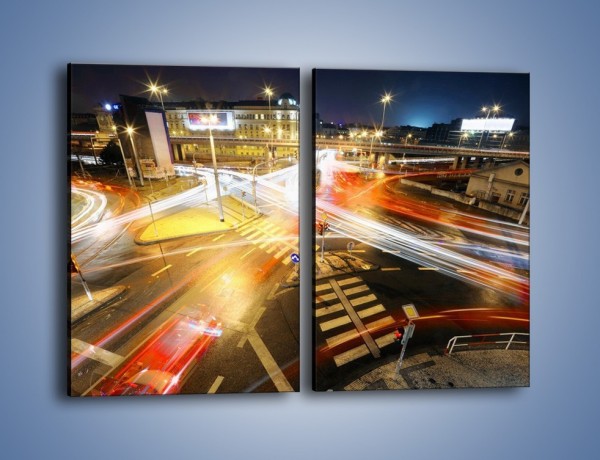 Obraz na płótnie – Światła samochodów w ruchu na skrzyżowaniu – dwuczęściowy prostokątny pionowy AM279