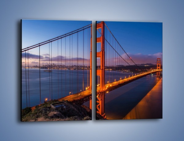 Obraz na płótnie – Rozświetlony most Golden Gate – dwuczęściowy prostokątny pionowy AM360