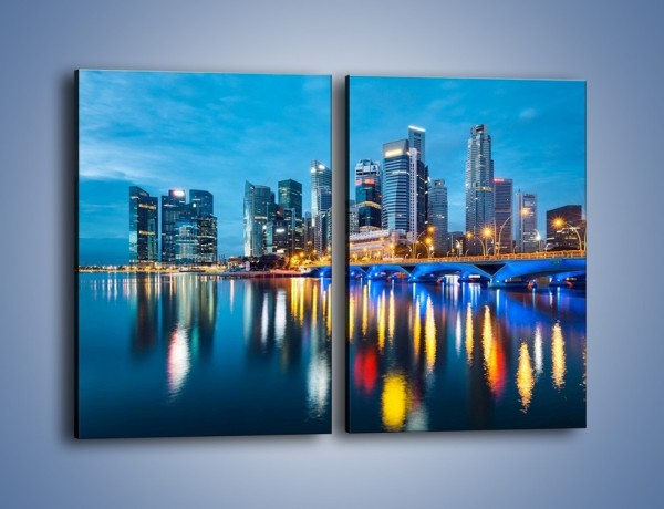 Obraz na płótnie – Kolorowe światła Singapuru – dwuczęściowy prostokątny pionowy AM408