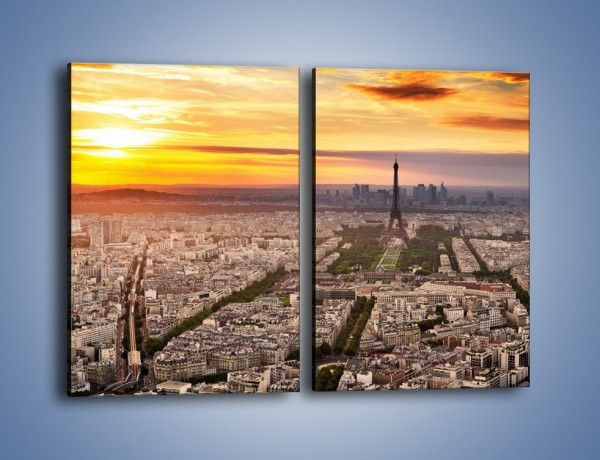 Obraz na płótnie – Zachód słońca nad Paryżem – dwuczęściowy prostokątny pionowy AM420