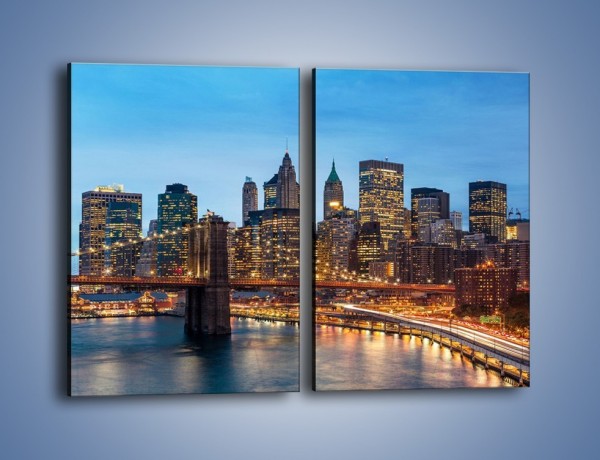 Obraz na płótnie – Manhattan w Nowym Yorku o poranku – dwuczęściowy prostokątny pionowy AM453