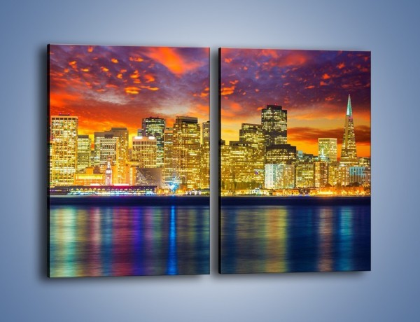 Obraz na płótnie – Wieżowce San Francisco nad wodą – dwuczęściowy prostokątny pionowy AM481
