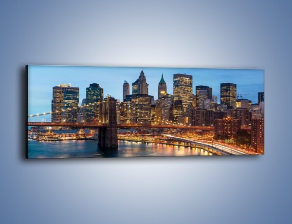 Obraz na płótnie – Manhattan w Nowym Yorku o poranku – jednoczęściowy panoramiczny AM453